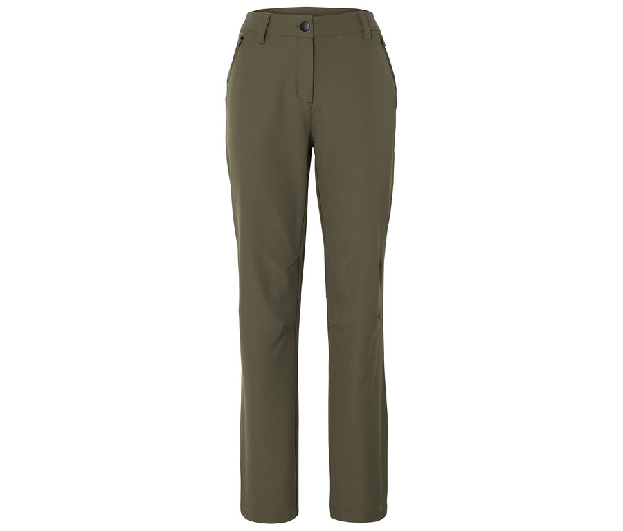 Olivegrüne Hose mit Knopf.