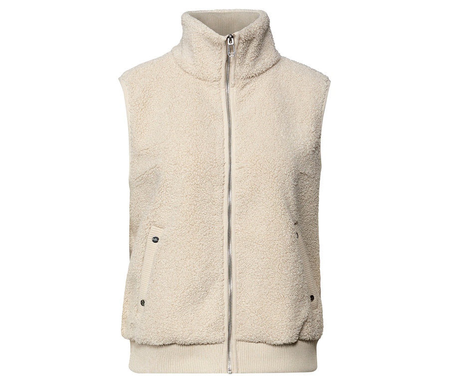 Die Street One Teddyweste in Creme ist mit einem durchgehenden Reißverschluss versehen.