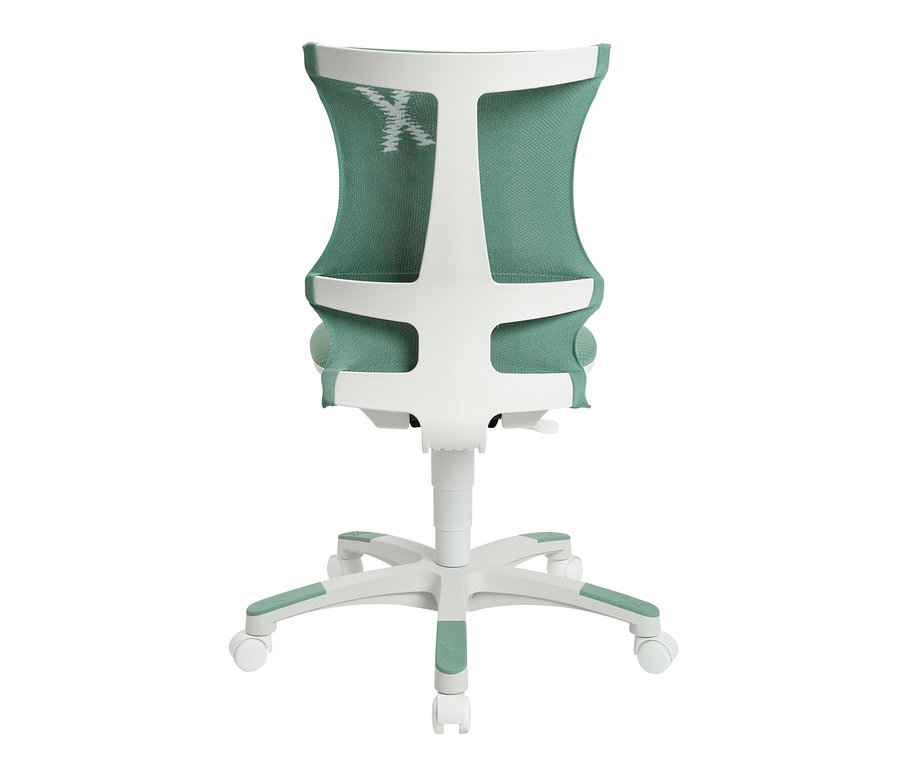 Rückansicht des mintfarbenen Topstar Kinderstuhls »SITNESS X CHAIR 10«.