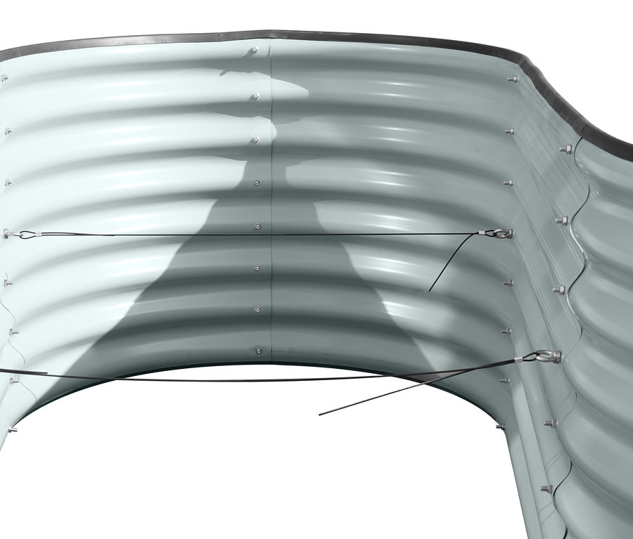 Detailansicht eines L-förmigen Hochbeets.