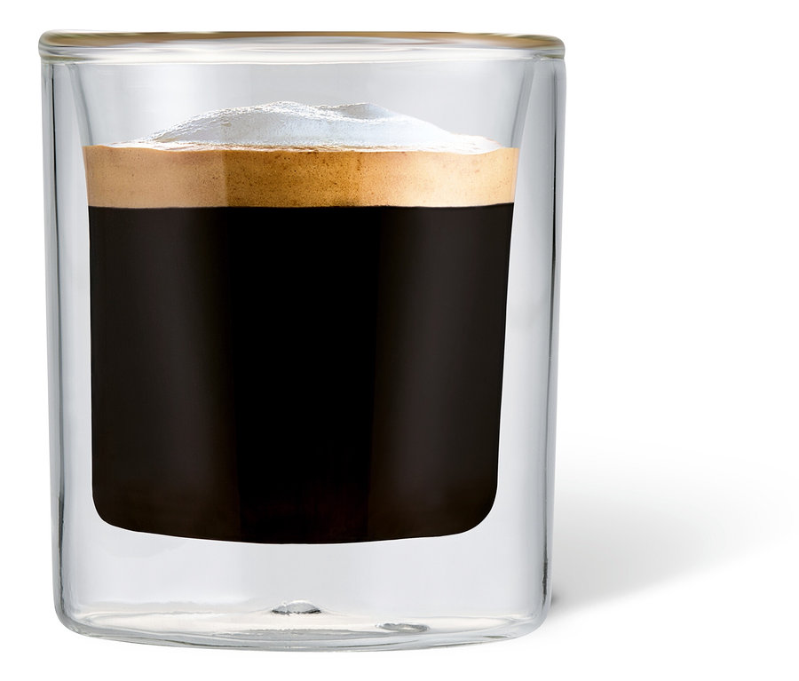 Espresso in einem der 2 Espresso Gläser.