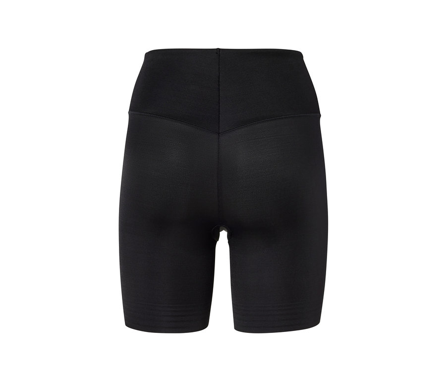 Detailansicht von hinten der schwarzen Shorts »Shaping«.