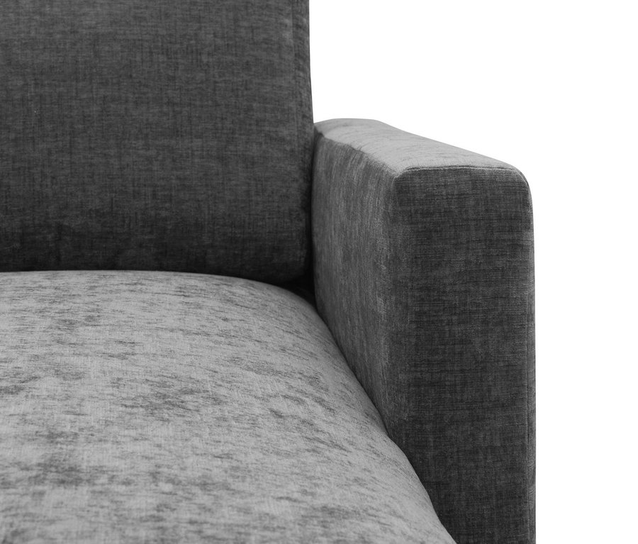 Detailaufnahme des anthrazitfarbenen DOMO Longchairs, linksbündig.