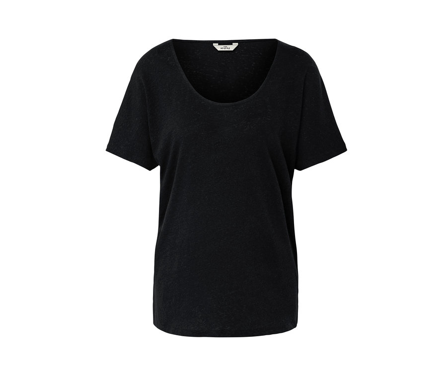 Schwarzes Shirt aus Leinenmix.