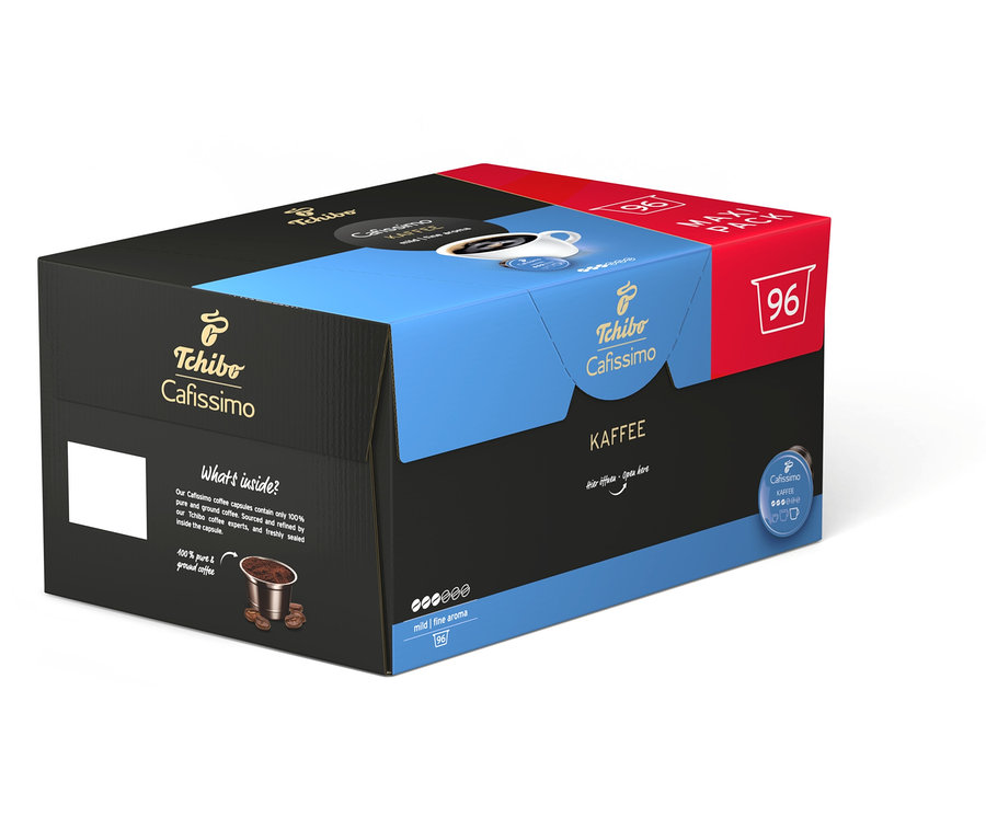 Packung Cafissimo Kaffee mild - 96 Kapseln.