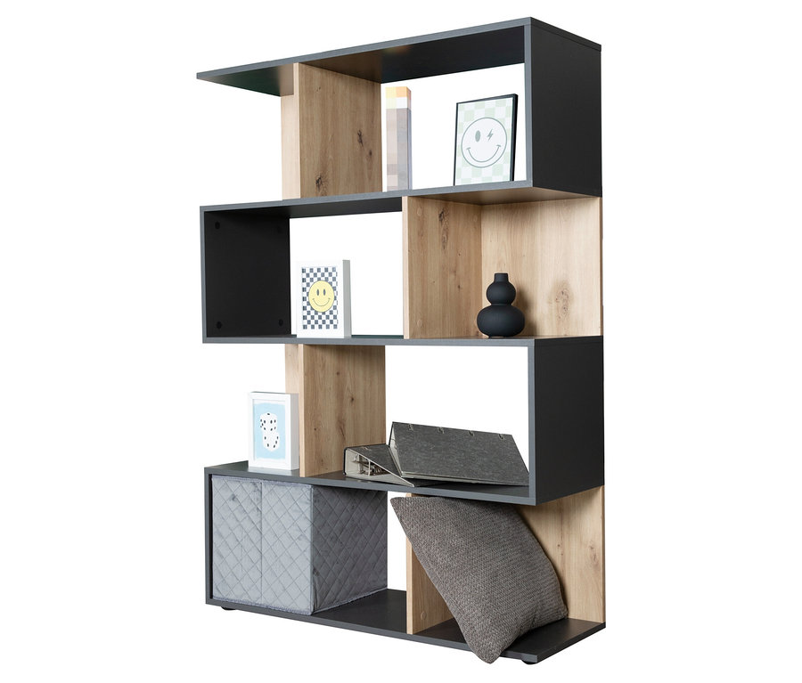 Das Roba Bücherregal »Marvin« ist mit Dekoartikeln vor einem weißen Hintergrund dargestellt.