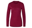Rotes Funktionsshirt mit langen Ärmeln und Rundhalsausschnitt, aus Merinowolle.