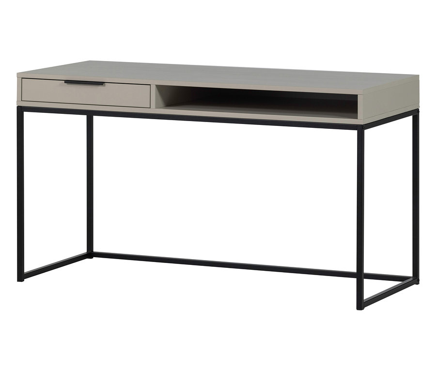 WOOOD Schreibtisch »Nore« in Beige mit schwarzem Metallgestell.