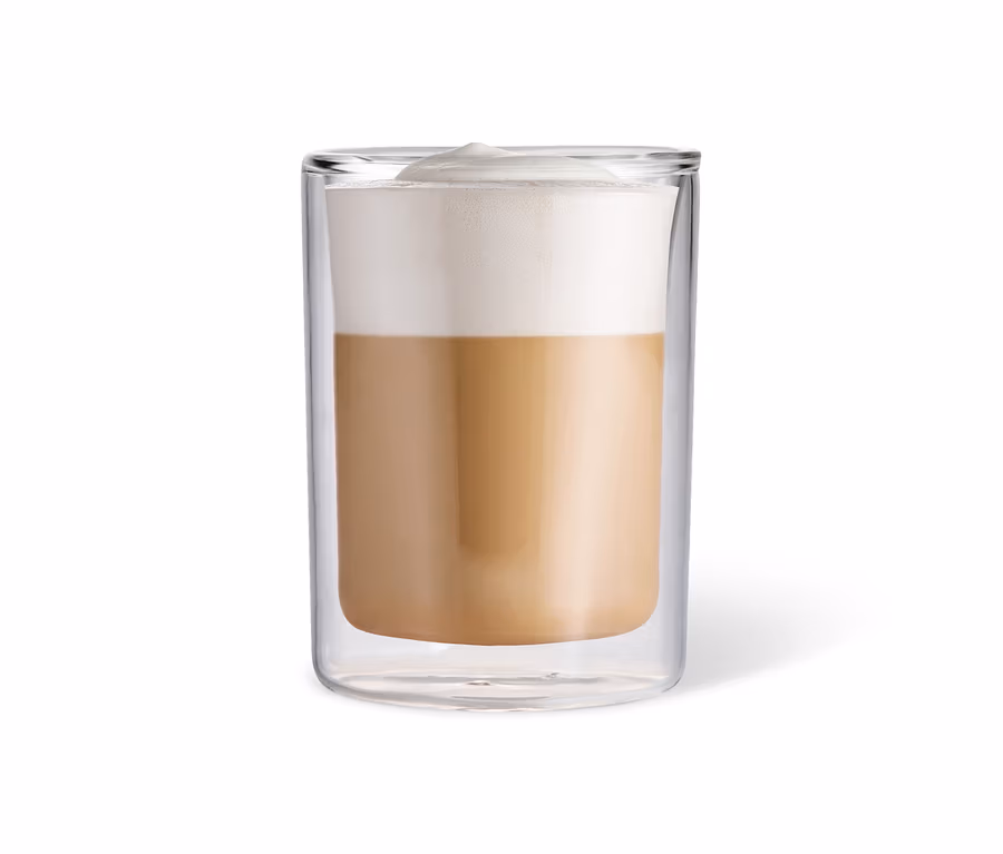Ein Caffè Crema Glas mit Kaffee und Schaum.