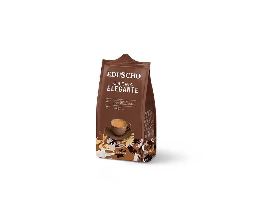 Eine Packung Eduscho Crema Elegante Kaffeepads.