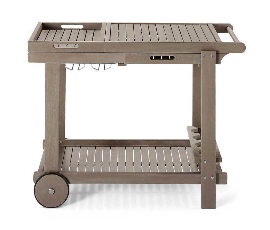 Grauer Barbecue-Trolley »Leira« mit 2 herausnehmbaren Tabletts.