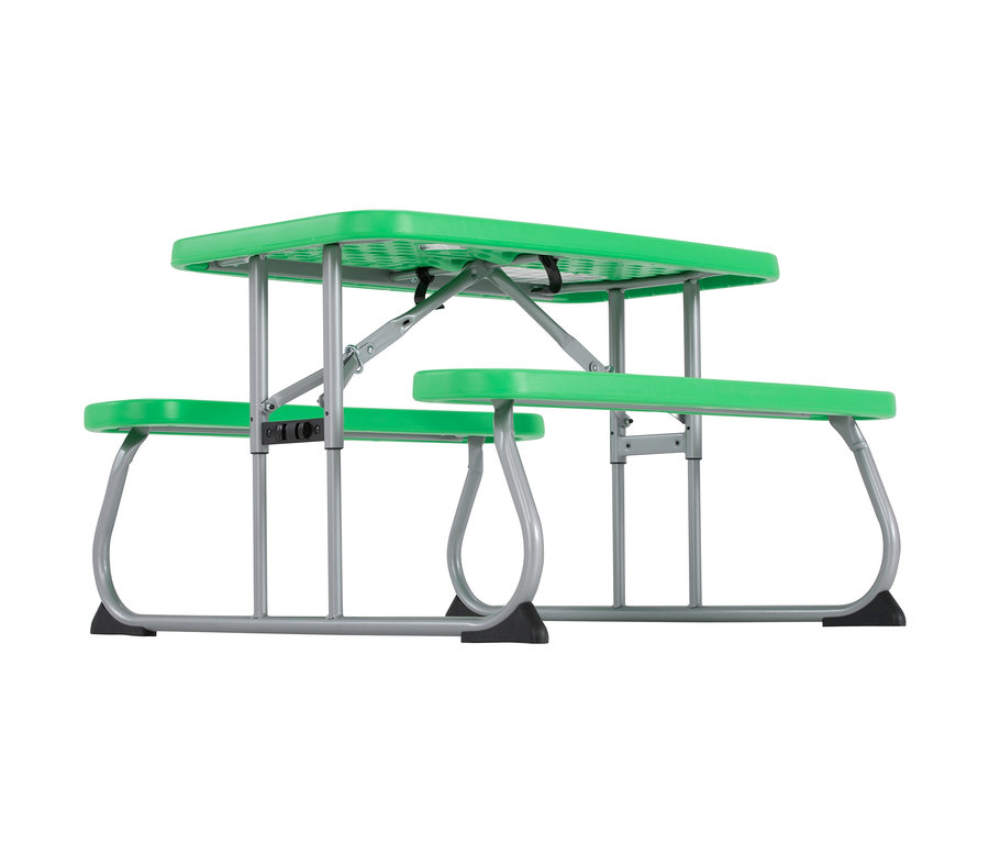 Grüner LIFETIME-Kinder-Picknicktisch »80094G« mit silbernem Gestell.