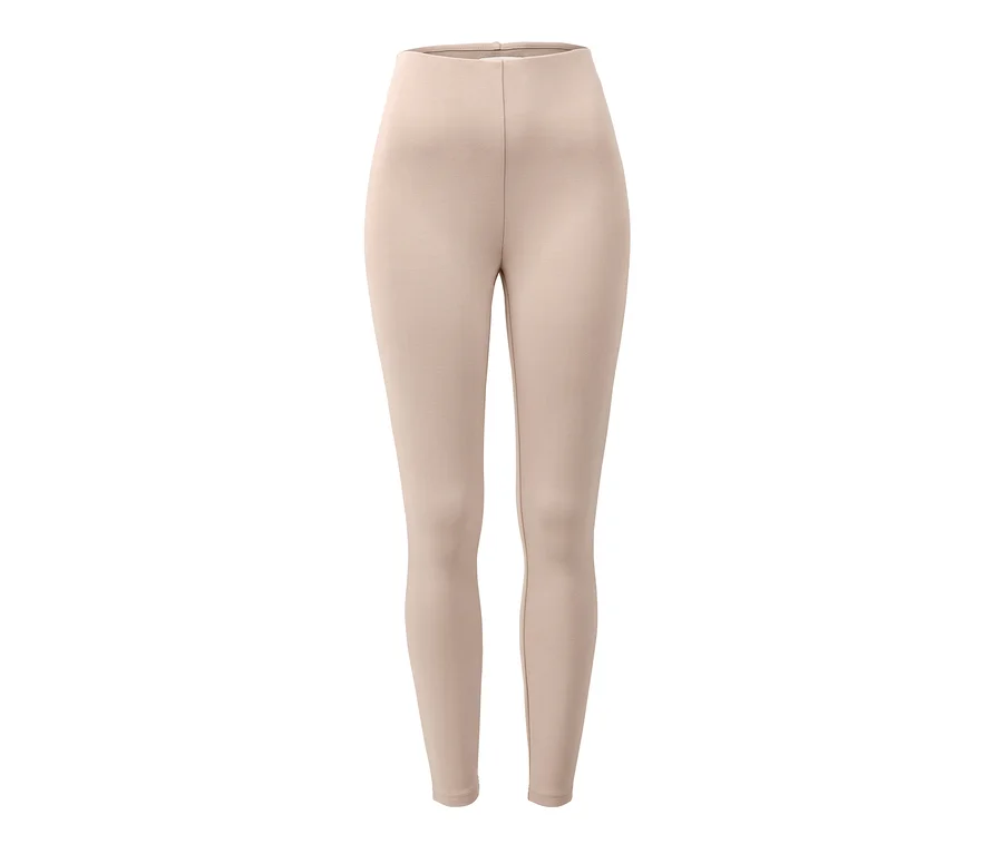 Cremefarbene Basic-Leggings aus Heavy-Jersey auf weißem Hintergrund.
