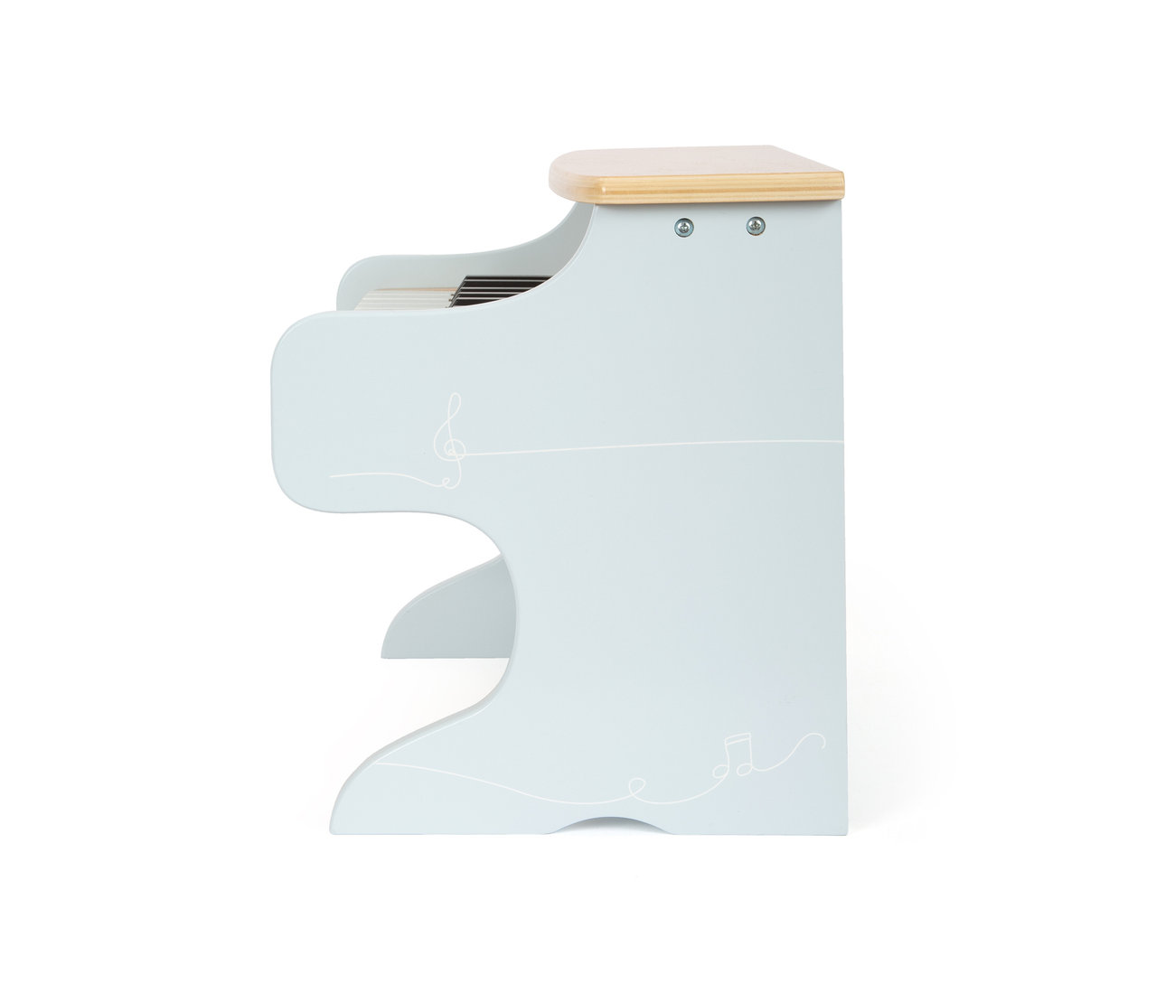 Hellblaues small foot Klavier »Groovy Beats« in Seitenansicht.