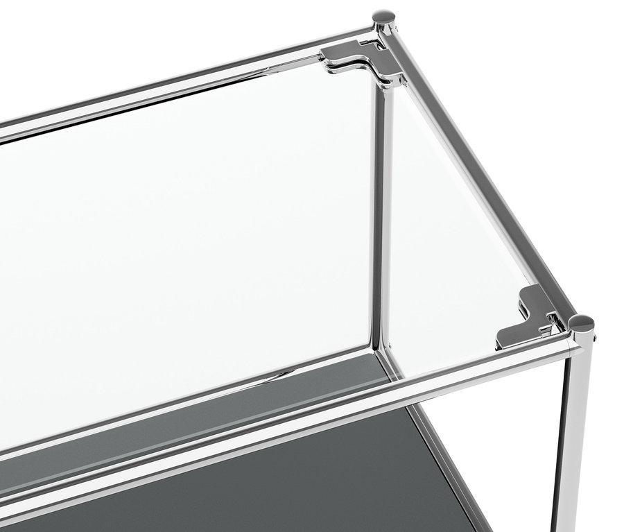 Detailansicht einer grauen Kommode Metall »CN3« mit 2 Klappfächern.