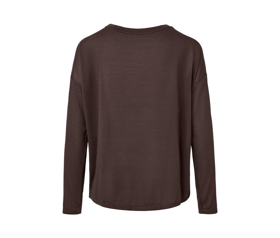 Rückansicht des braunen 2-in-1-Sportshirts.