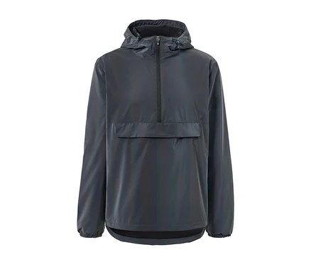 Grauer Windbreaker Rainbow Reflective mit Kapuze und Kängurutasche.