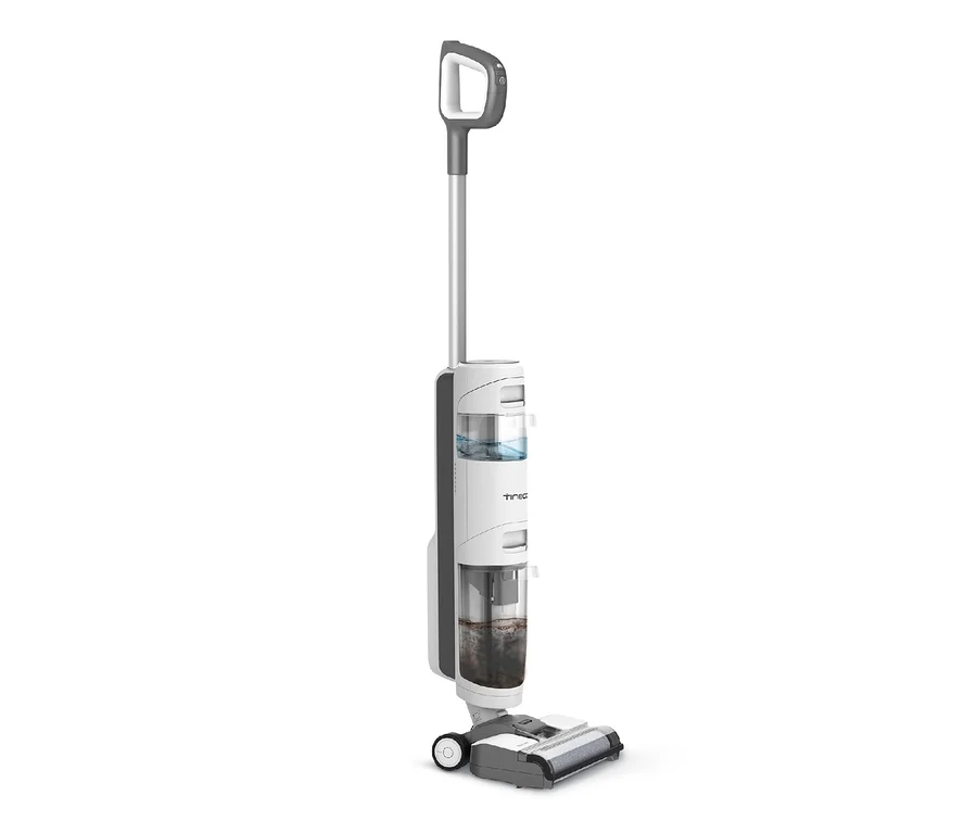 Ein weißer Tineco Nass- und Trockensauger iFloor Breeze Essentials auf weißem Hintergrund.