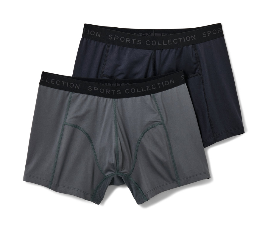Zwei Sport-Slipboxer, eine grau, eine schwarz.