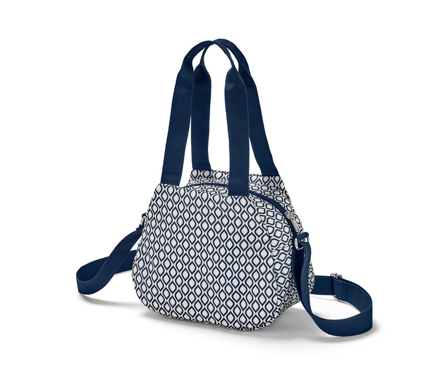 Mini-Kühltasche mit blau-weissem Muster.