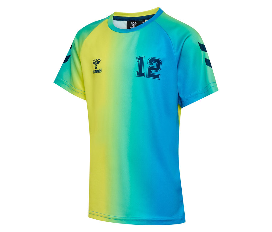 Gelb-blaues Hummel-Trikot mit der Nummer 12.