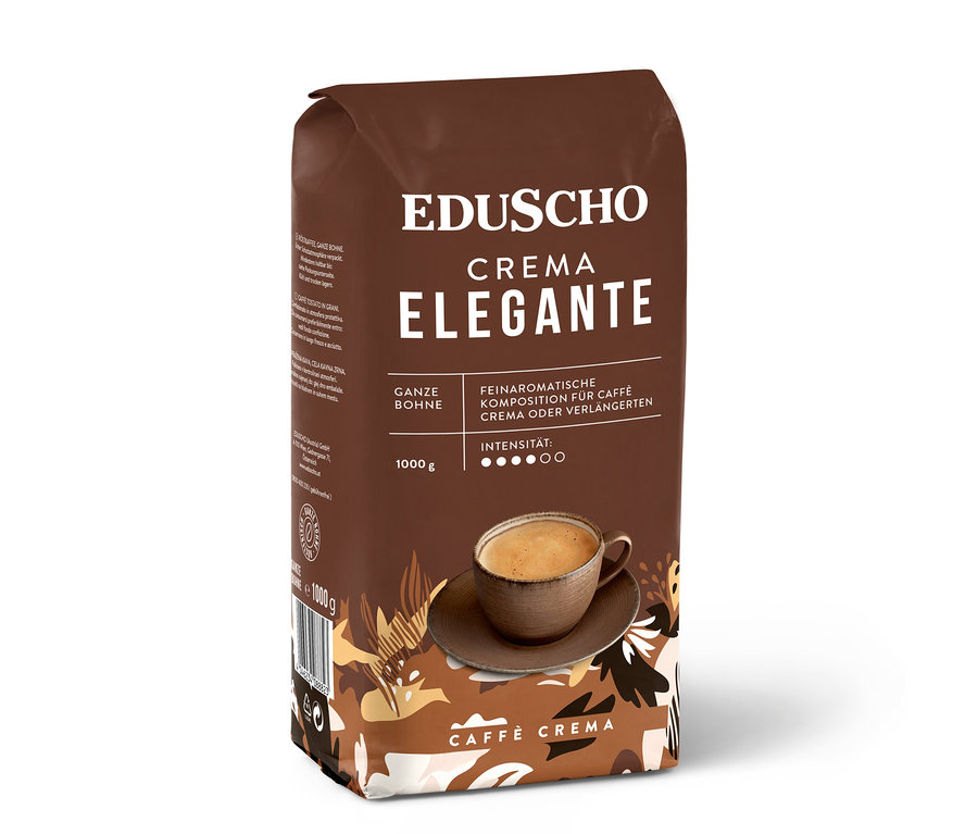 Eine Packung Eduscho Crema Elegante – 2x 1kg Ganze Bohne.