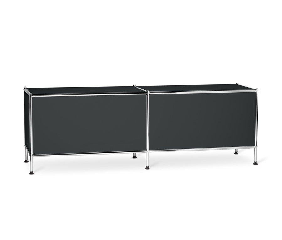 Schwarzes Lowboard Metall »CN3« mit Klappenfächern.
