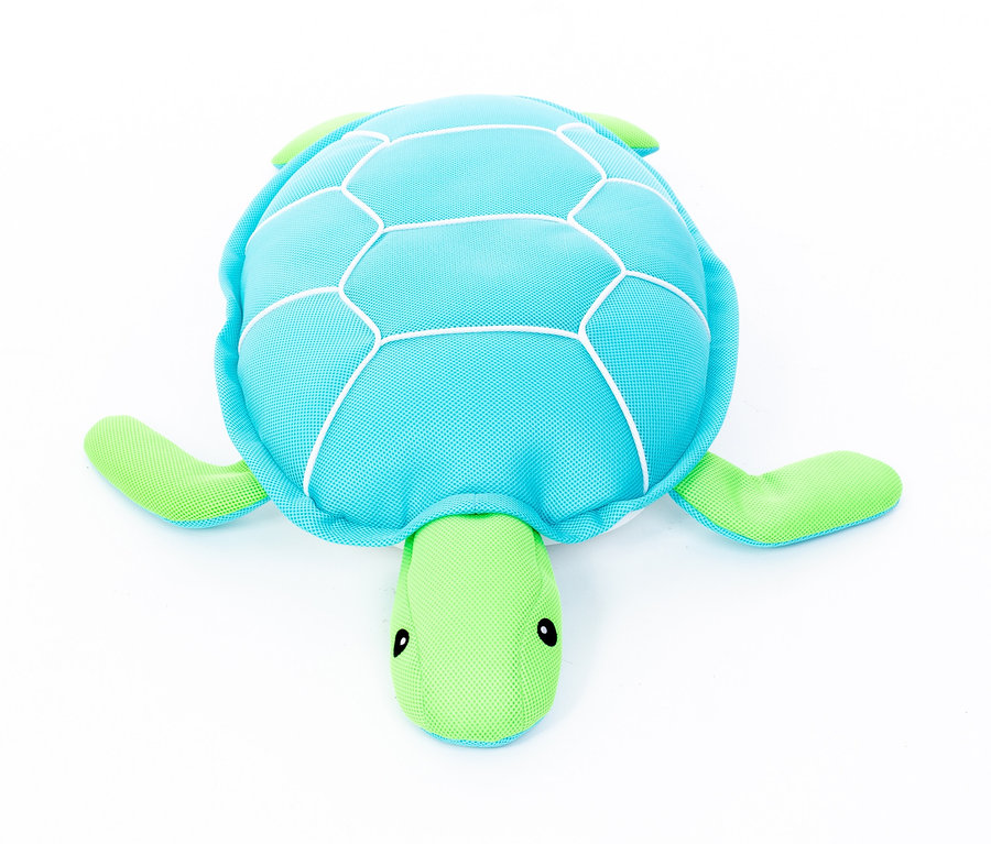 Blaue Pool Buddy Schildkröte auf weißem Hintergrund.