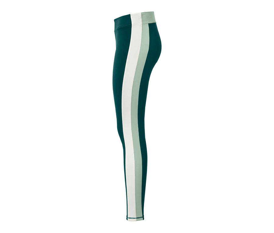 Dunkelgrüne Sporttight mit Streifen.