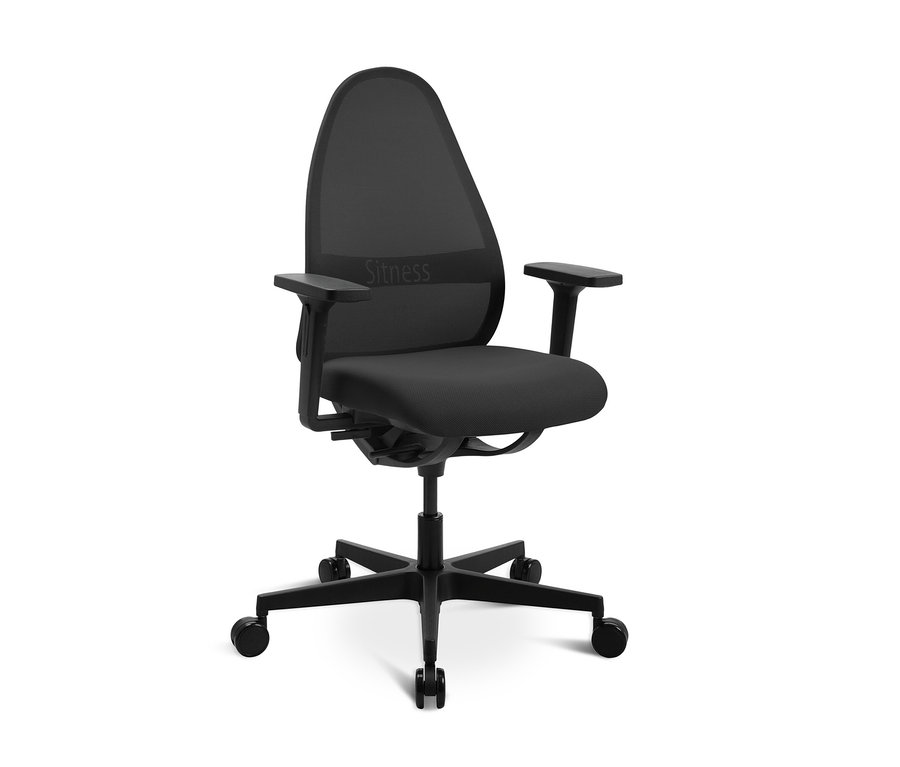 Ein Topstar »SOFT SITNESS ART« Bürostuhl in Schwarz vor einem weißen Hintergrund.
