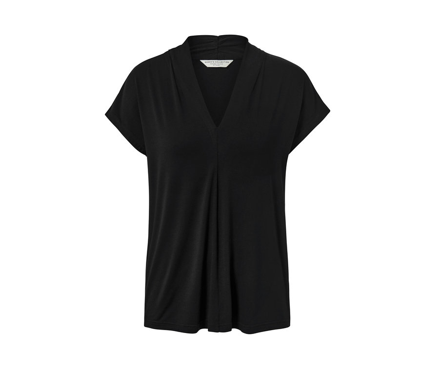 Schwarzes Blusenshirt mit V-Ausschnitt.