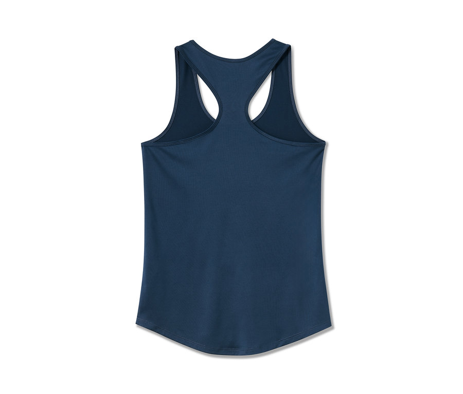 Detail von einem der 2 Sport-Tops, blau und dunkelblau.