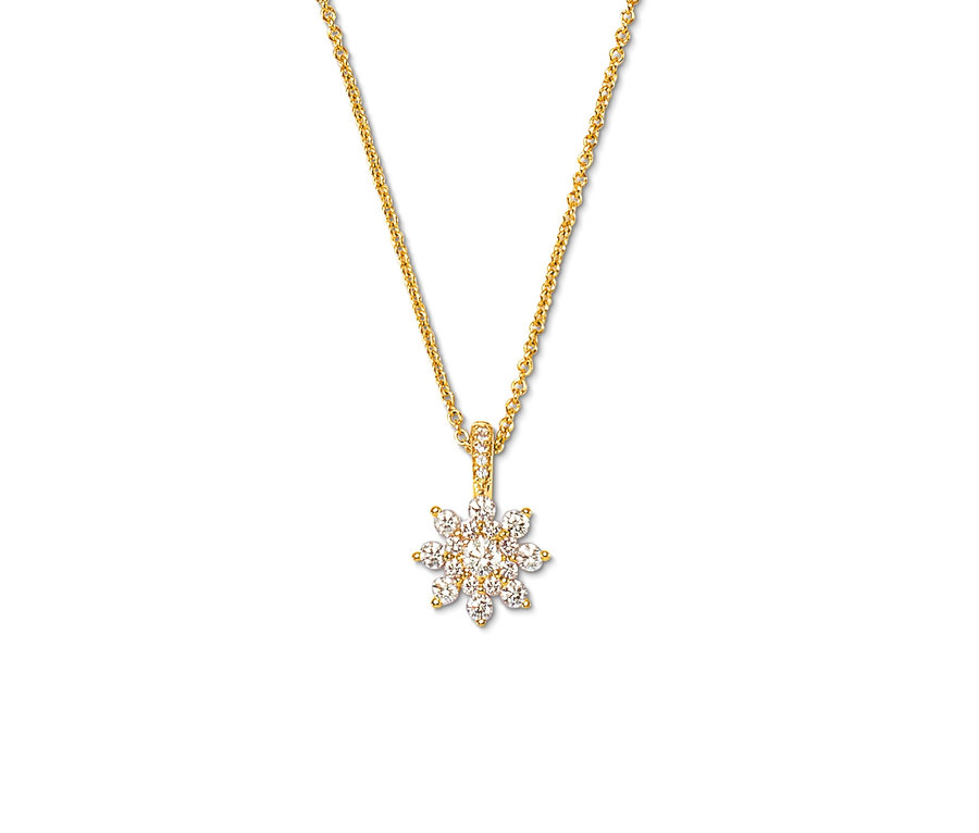 Goldkette mit Stern-Anhänger, besetzt mit 22 Brillanten.