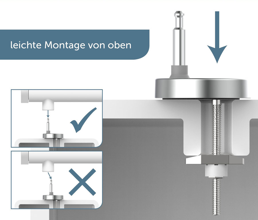 Illustration der Duroplast WC-Sitz Stone Montage von oben.