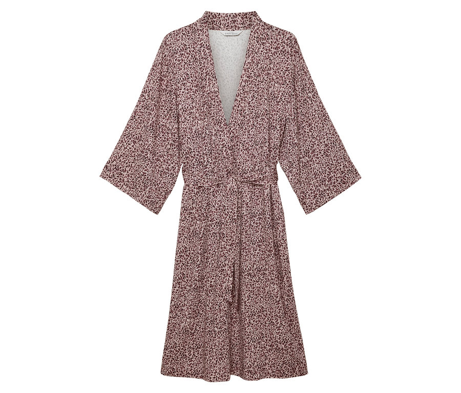 Allover-Kleid mit Tierdruck und Taillenbindung.