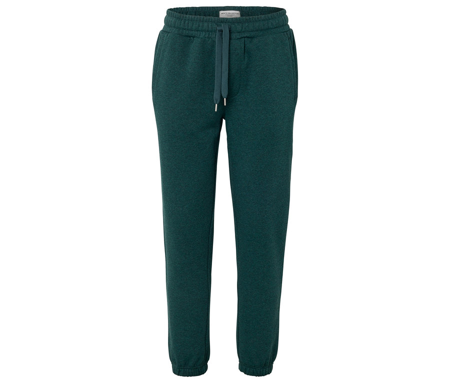 Grüne Trainingshose mit Kordelzug in der Taille.