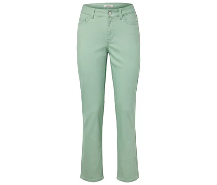 Helle, mintgrüne Stoffhose mit geradem Bein.