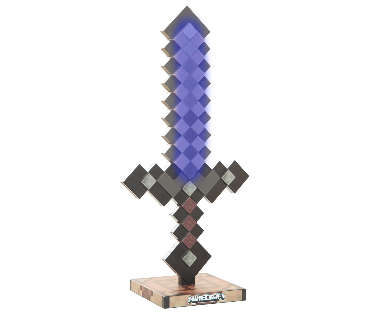 Netherite MINECRAFT LED-Licht auf einem Sockel.