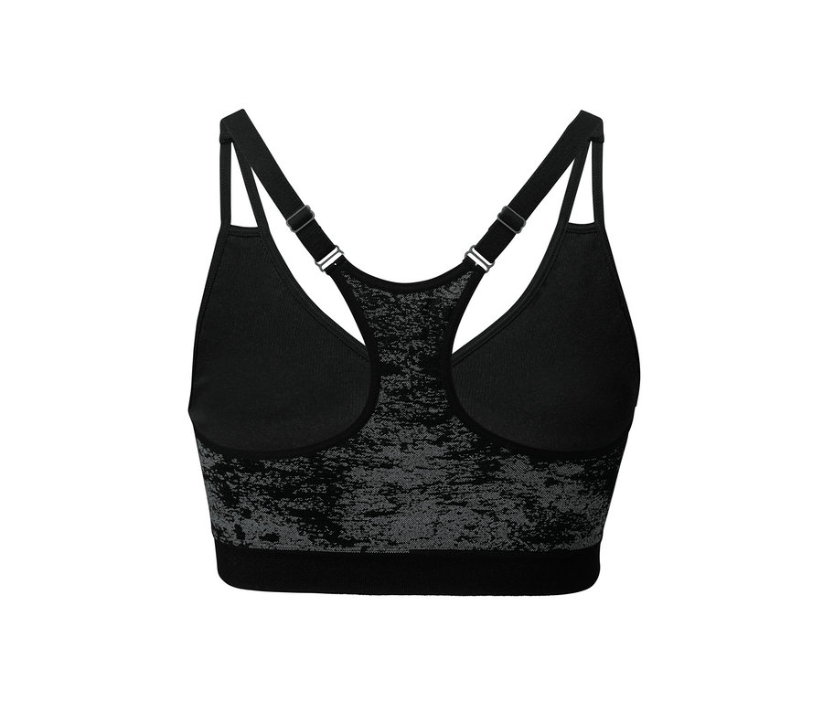 Schwarzes Sport-Bustier auf weißem Hintergrund.