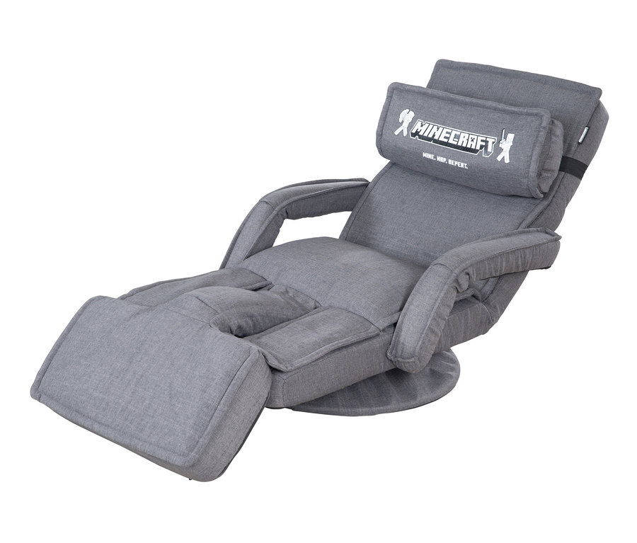 Grauer roba Minecraft Loungesessel mit Beinen und Armlehne.