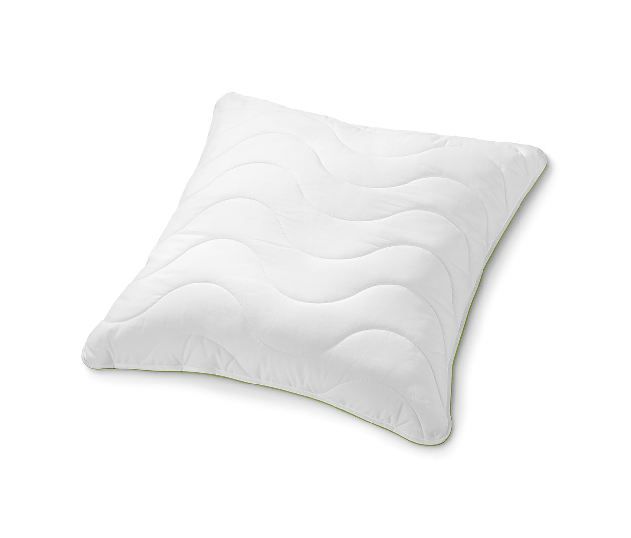 Weißes irisette® greenline Kopfkissen, ca. 80 x 80 cm auf weißem Hintergrund.