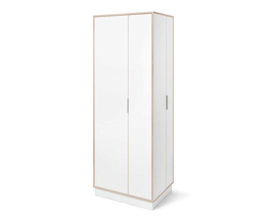 Weißer Universalschrank mit Seitentür.