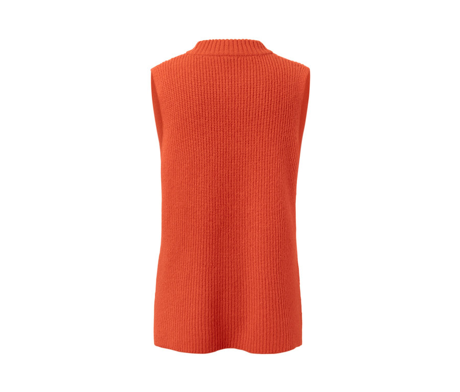 Orangefarbener Strick-Pullunder.