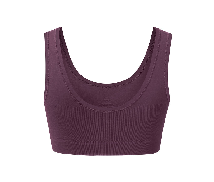 Detailansicht eines auberginefarbenen Seamless-Bustiers.