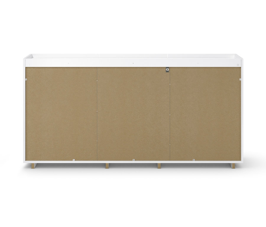 Rückansicht eines weißen Sideboards.