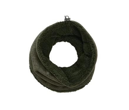 Khakifarbener Strickfleece-Schlauchschal.