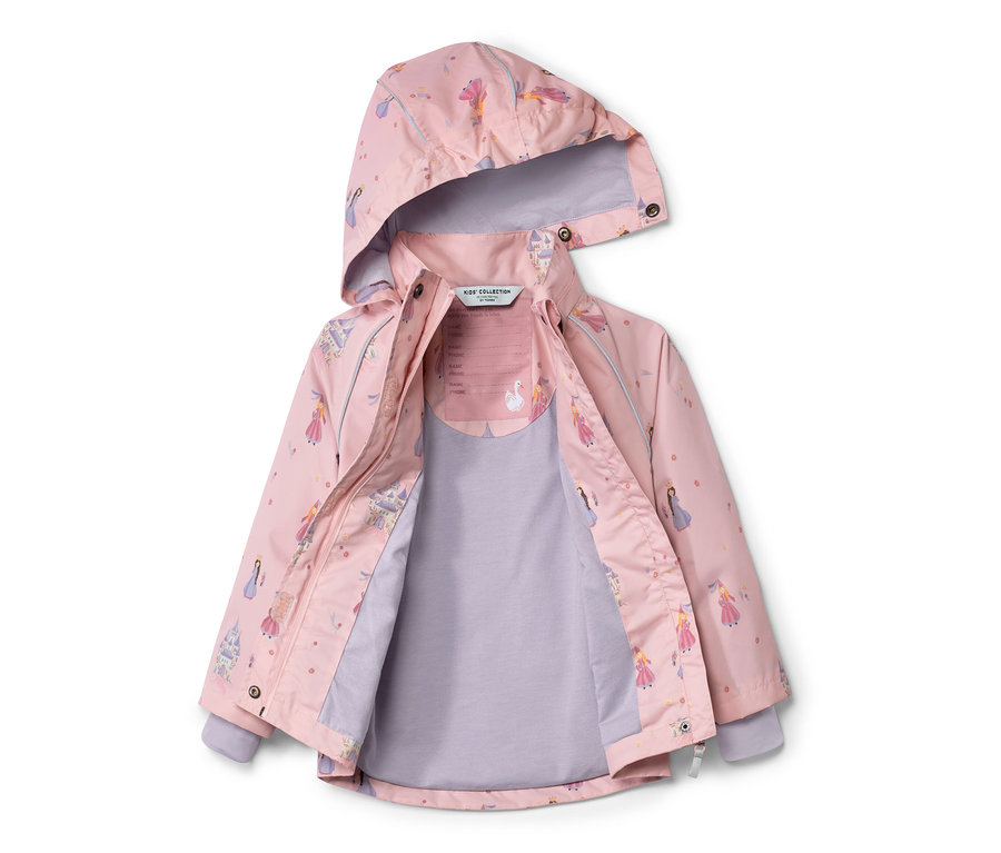 Offene Kinder-Regenjacke mit Prinzessinnenmuster.