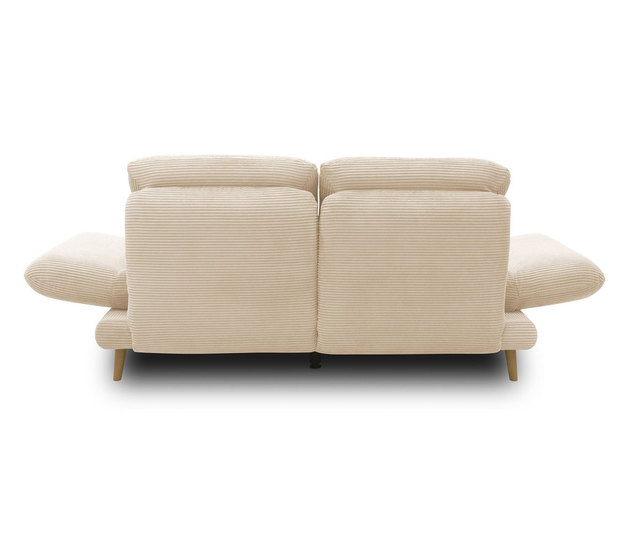 Rückansicht des cremefarbenen DOMO 2-Sitzer-Sofas »FuAR« mit Armlehnen.