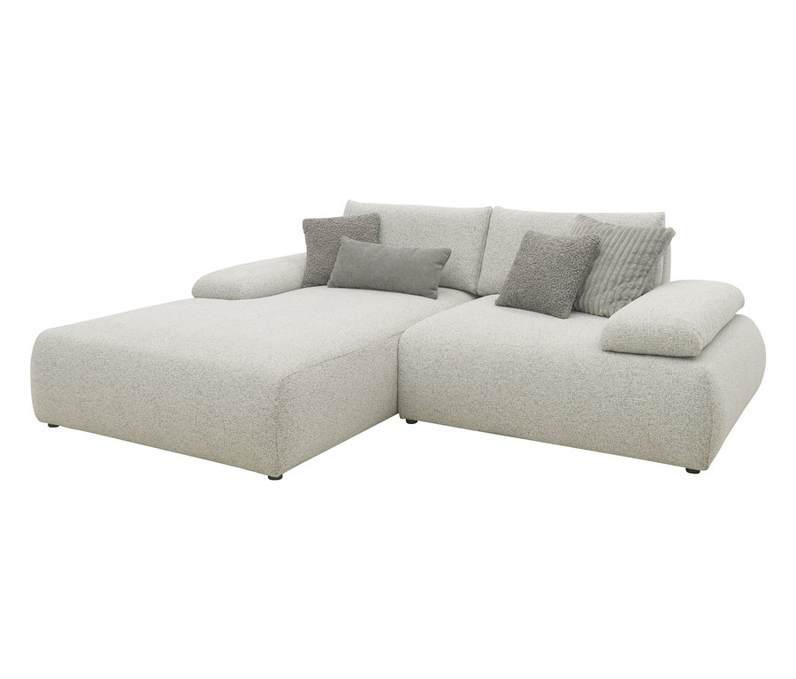 Abgebildet ist ein DOMO Ecksofa »Bela«, links, mit Armlehne und Staufach.