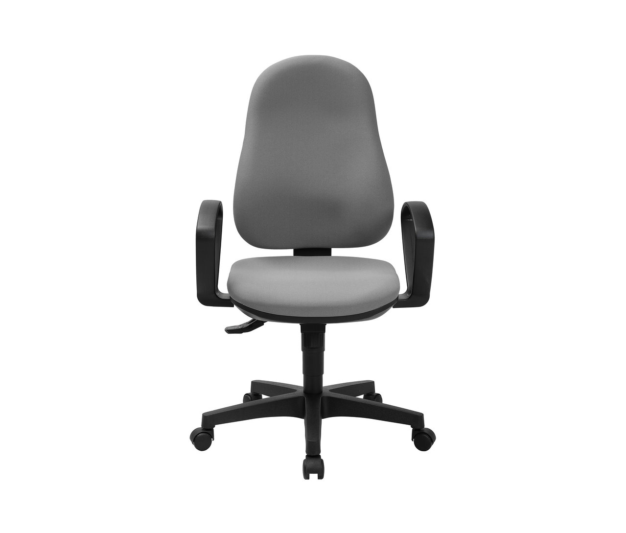 Grauer Topstar Stuhl »Support SY« mit Armlehnen und fünf Rollen.